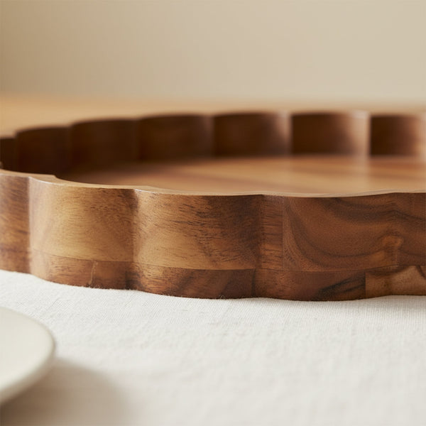Scallop Wooden Platter, Natural