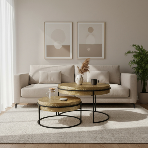 Filo Nesting Coffee Table, Set Of 2 - Gold