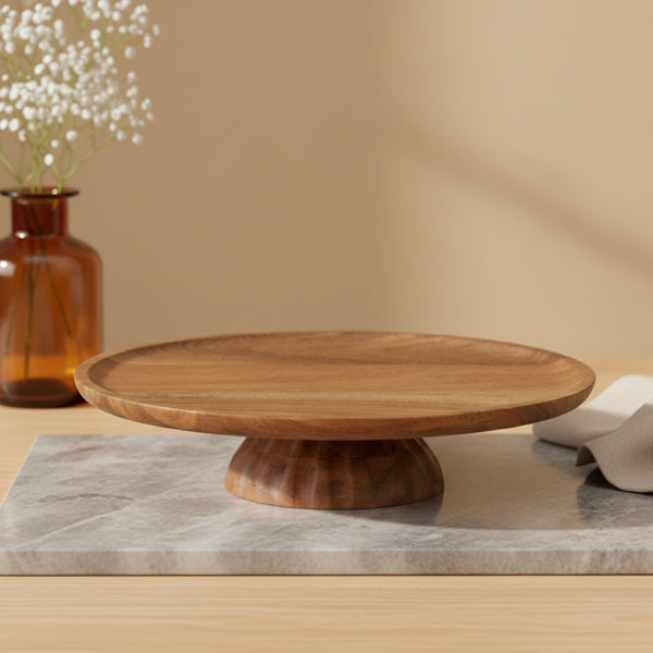 Ash Wooden Cake Stand, Small - Natural