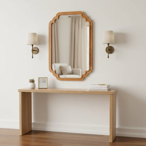 Celia Rectangular Wall Mirror With Wooden Frame - Honey