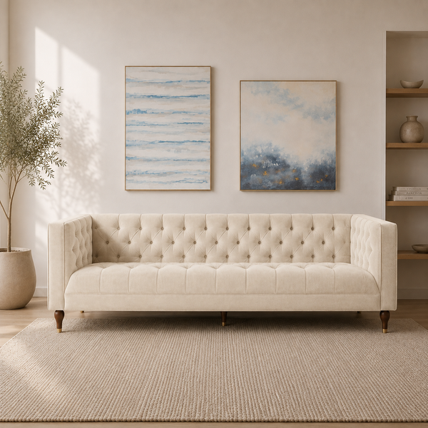 Ector 3-Seater Velvet Tuxedo Arm Sofa - Luxurious Rust Upholstery L220cm x H86cm x W78cm