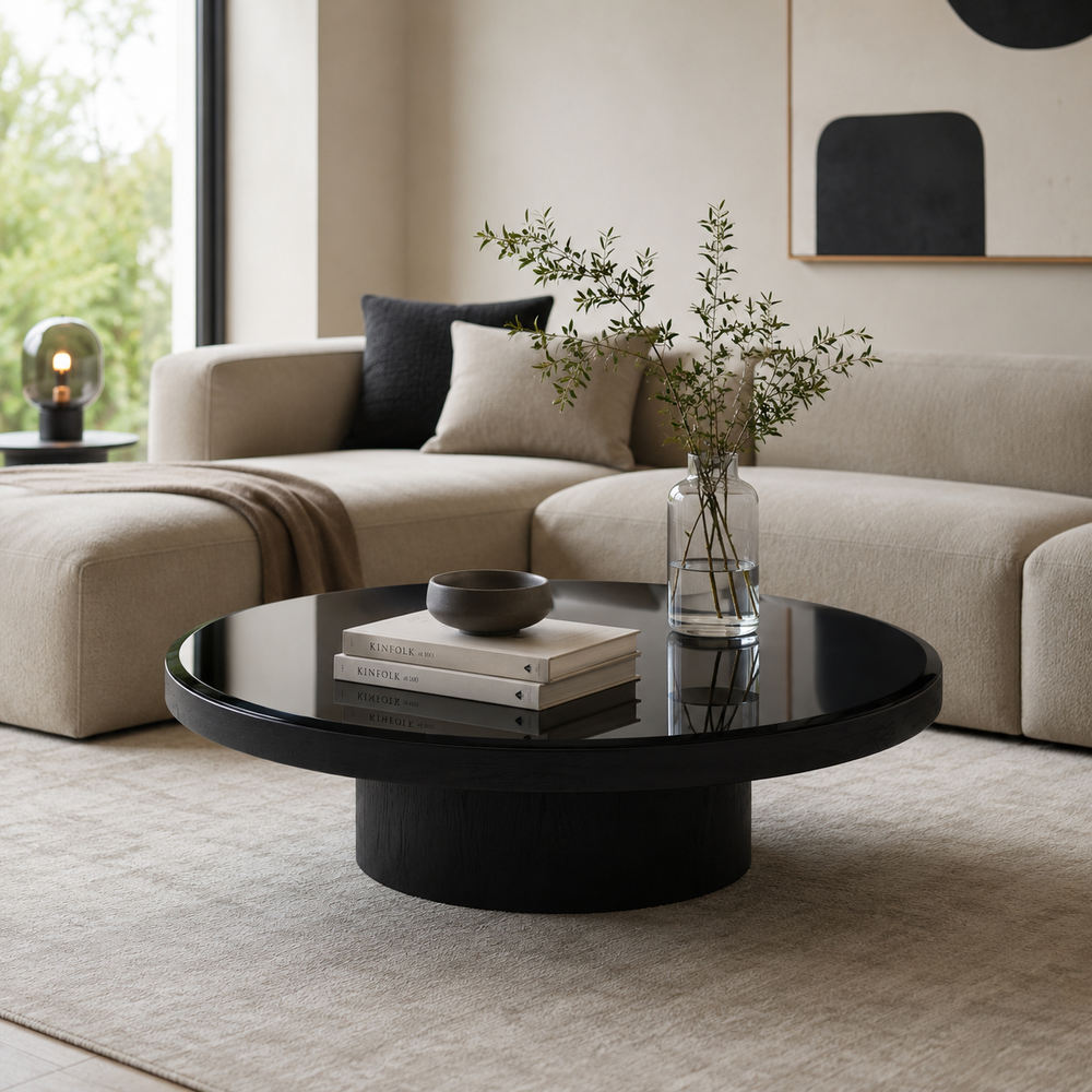 Miyo Black Glass Coffee Table