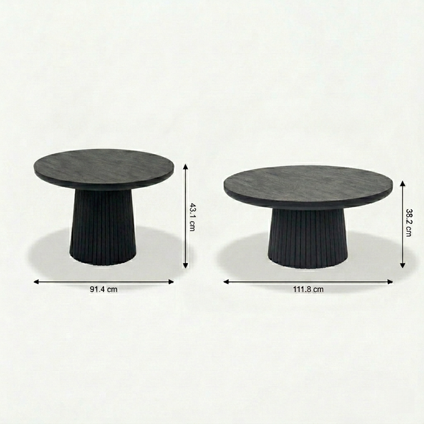 Agnus Coffee And Side Table, Set of 3 - Black