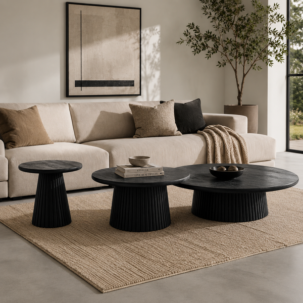 Agnus Coffee And Side Table, Set of 3 - Black