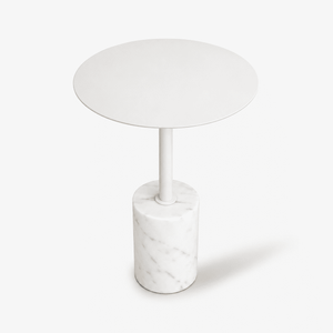 Terry Side Table With Marble Base - White