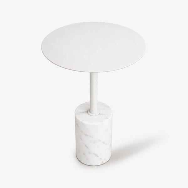 Terry Side Table With Marble Base - White