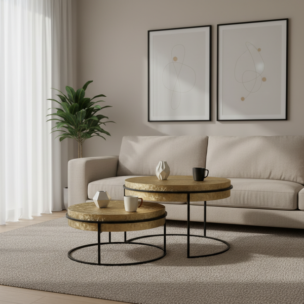 Filo Nesting Coffee Table, Set Of 2 - Gold