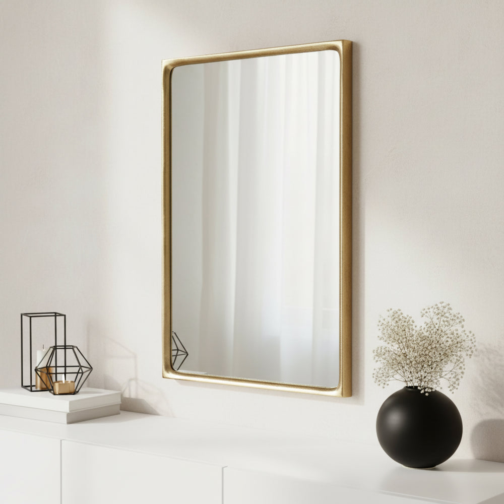 Safa Wall Mirror With Metal Frame - Gold