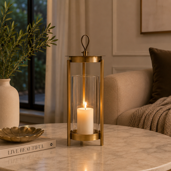 Cesca Metal Lantern, Small - Brown