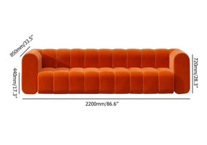 Yawalrack Modern Velvet Upholstered Sofa 3-Seater Sofa Luxury Sofa - Cottonhome.ae