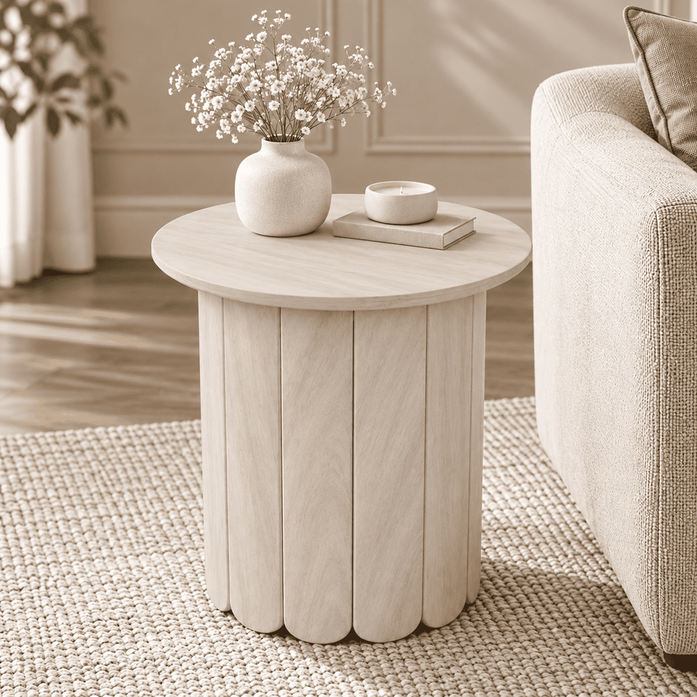 Olan Scallop Side Table - Whitewash