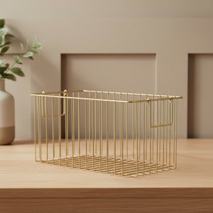 Livon Metal Storage Basket, Set Of 2 - Gold