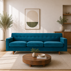 Gleason 3-Seater Velvet Sofa - Luxurious Emerald Green Upholstery - L220cm x W85cm x H76cm