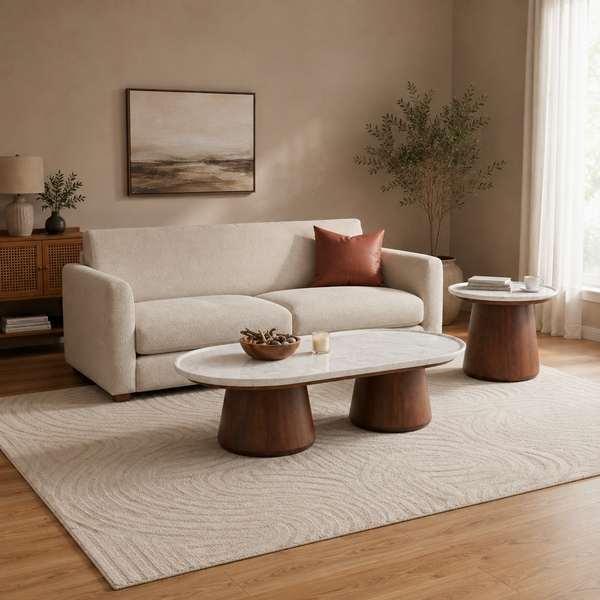 Elara Tables With Marble Top, Set of 2