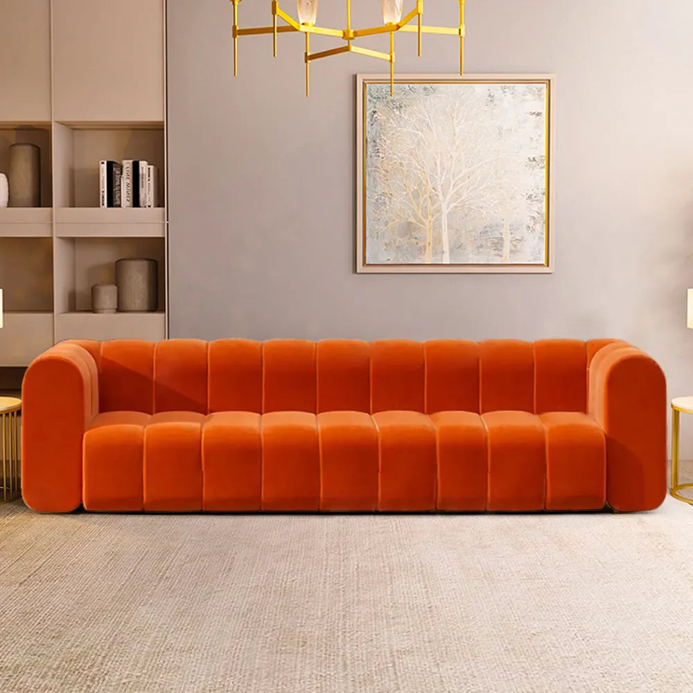 Yawalrack Modern Velvet Upholstered Sofa 3-Seater Sofa Luxury Sofa - Cottonhome.ae