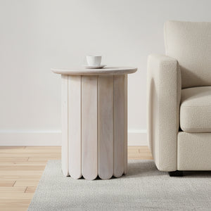Olan Scallop Side Table - Whitewash