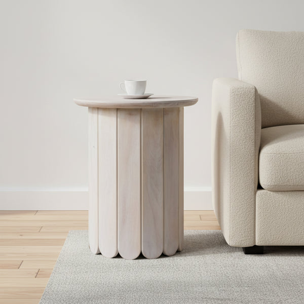 Olan Scallop Side Table - Whitewash