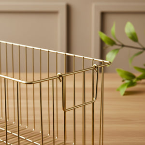 Livon Metal Storage Basket, Set Of 2 - Gold