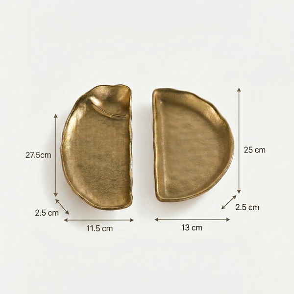 Half Moon Metal Decorative Server, Set of 2 - Gold