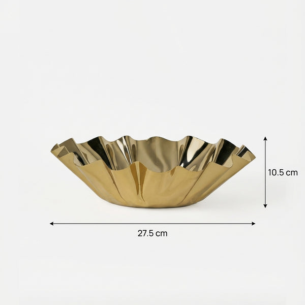 Quill Metal Decorative Bowl, Small - Gold