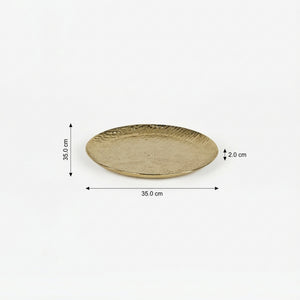 Relish Round Metal Hammered Platter, Large - Gold