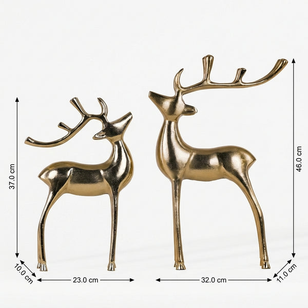 Vixen Metal Decorative Accent Reindeer Set - Gold