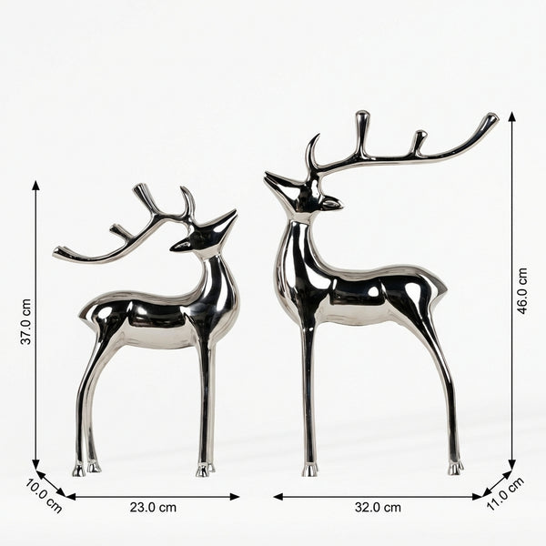 Vixen Metal Decorative Accent Reindeer Set - Silver