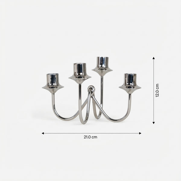 Bezel Metal Candle Holder, Silver