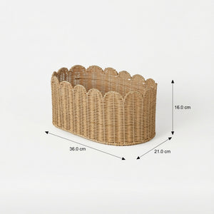 Frill Oval Rattan Storage Basket, Small - Natural