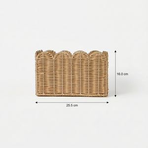 Frill Rattan Storage Basket, Square - Natural