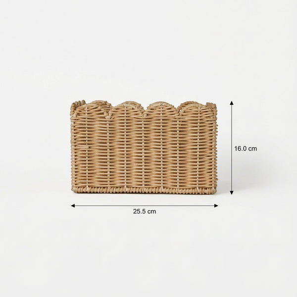 Frill Rattan Storage Basket, Square - Natural