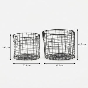 Beni Metal Storage Basket, Set Of 2 - Black