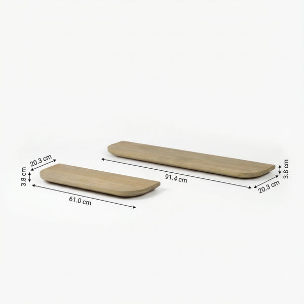 Naza Wooden Wall Shelf, Set Of 2 - White Washed