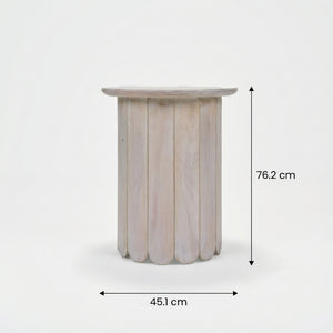 Olan Scallop Tall Table - Whitewashed