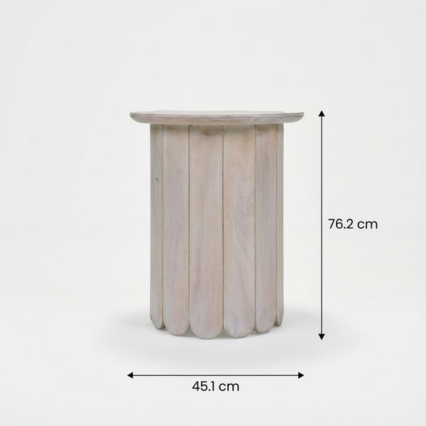 Olan Scallop Tall Table - Whitewashed