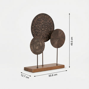 Aurel Metal Sculpture With Wooden Base - Brown