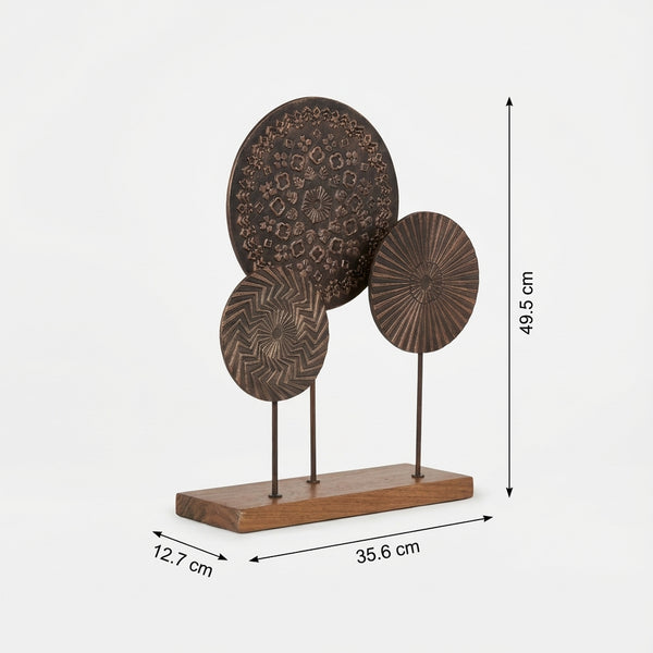 Aurel Metal Sculpture With Wooden Base - Brown