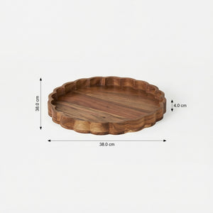 Scallop Wooden Platter, Natural