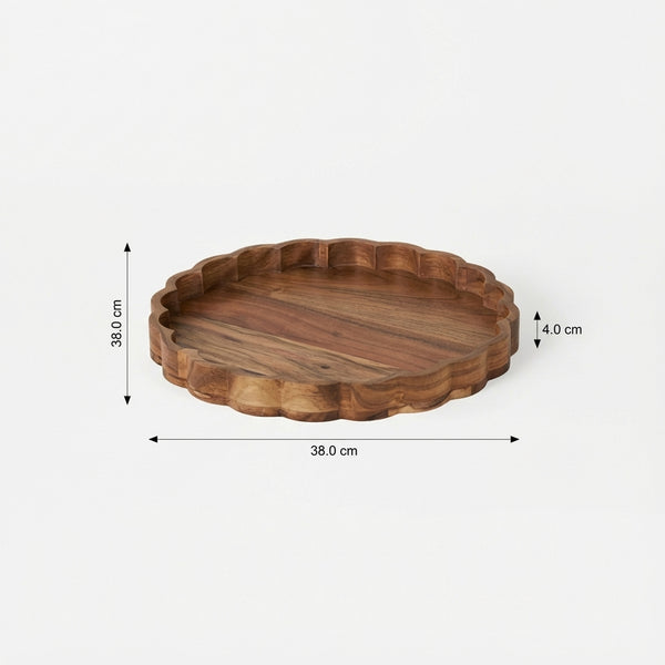 Scallop Wooden Platter, Natural