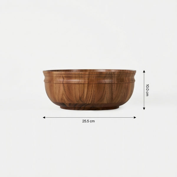 Swirl Wooden Serving Bowl, Medium - Natural