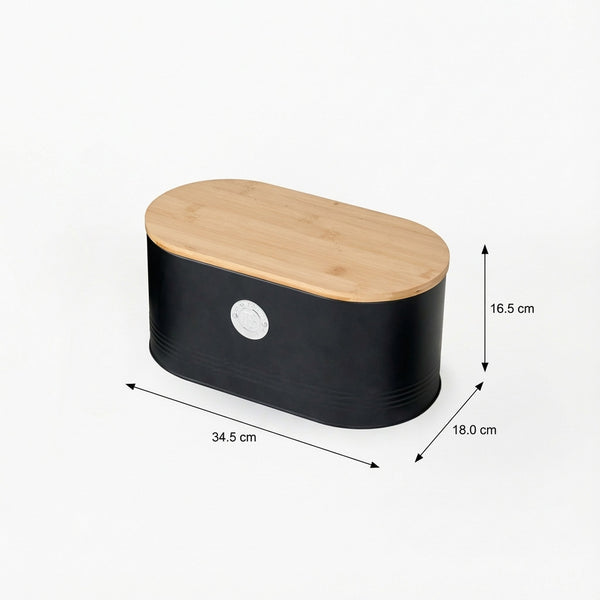 Penta Storage Box With Wooden Lid - Black