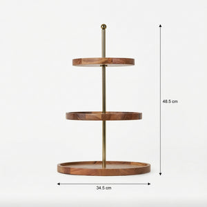 Nosh 3-Tier Wooden Cake Stand - Natural