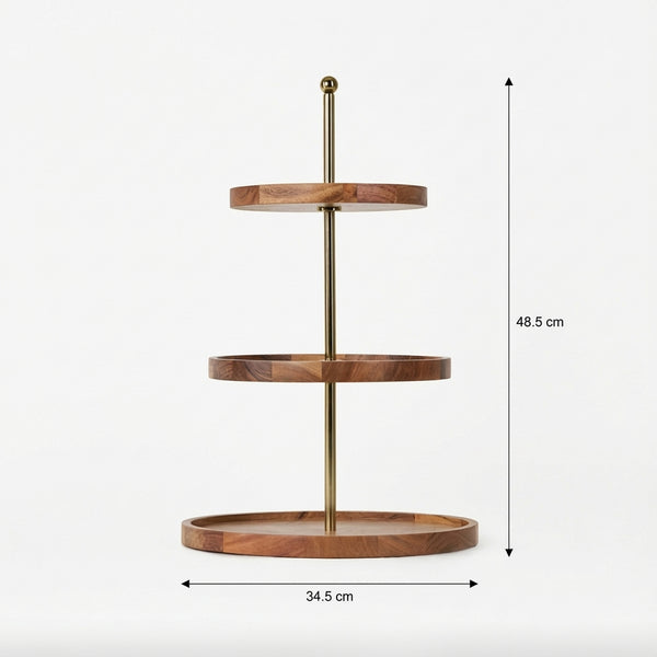 Nosh 3-Tier Wooden Cake Stand - Natural
