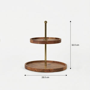 Nosh 2-Tier Wooden Cake Stand - Natural