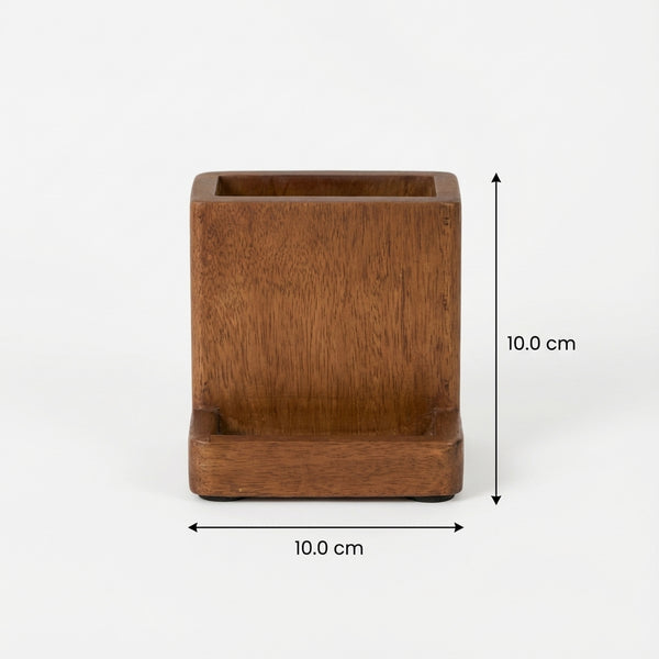 Slot Wooden Mobile Stand - Brown