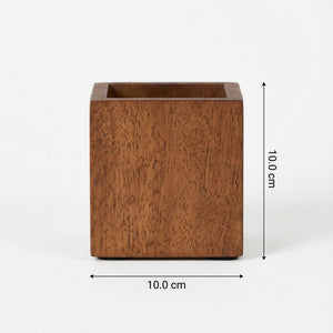Boxy Wooden Pen Holder, Brown