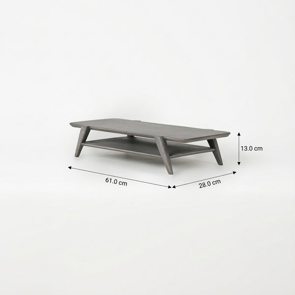 Studo Wooden Laptop Stand With Shelf Storage - Grey