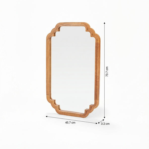 Celia Rectangular Wall Mirror With Wooden Frame - Honey