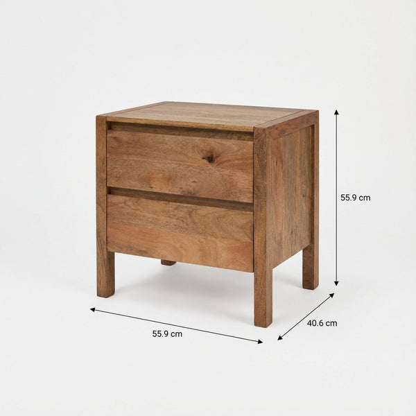 Stark 2 Drawer Wooden Nightstand - Natural