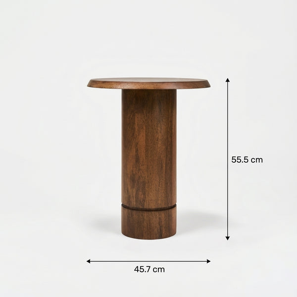 Eden Pedestal Round Side Table, Tall - Walnut